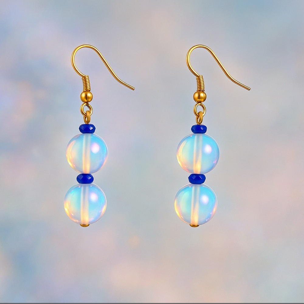 Opalite & Blue Sapphire dangle earrings New